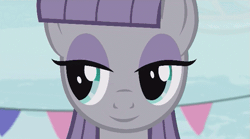 Size: 639x355 | Tagged: animated, derpibooru import, edit, edited screencap, inverted mouth, maud pie, safe, screencap, smiling, solo, the gift of the maud pie, when she smiles