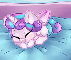 Size: 2600x2200 | Tagged: safe, artist:annakitsun3, derpibooru import, princess flurry heart, alicorn, pony, the crystalling, baby, baby alicorn, baby flurry heart, baby pony, cute, dawwww, diaper, diapered, diapered filly, eyes closed, female, filly, flurrybetes, happy, happy baby, infant, lying down, newborn, newborn baby, newborn filly, pink diaper, prone, sleeping, snuggled, solo