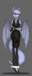 Size: 787x1862 | Tagged: dead source, safe, artist:lonerdemiurge_nail, derpibooru import, oc, oc:doctor mara, unofficial characters only, anthro, bat pony, plantigrade anthro, anthro oc, arm hooves, bat pony oc, clothes, commission, dress, outfit