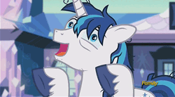 Size: 486x268 | Tagged: animated, cracked armor, derpibooru import, discovery family logo, edit, edited screencap, gif, messy mane, safe, screencap, shining armor, sleep deprivation, solo, the crystalling, tired