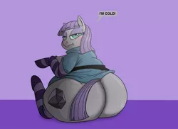 Size: 1280x930 | Tagged: artist:monterrang, ass, boulder buns, clothes, derpibooru import, fat, female, large butt, mare, maud pie, maud pudge, obese, rear view, socks, solo, solo female, striped socks, suggestive, the ass was fat, tumblr:ask fat maud pie, wrong cutie mark