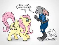 Size: 776x600 | Tagged: angel bunny, artist:johnraptor, crossover, derpibooru import, fluttershy, judy hopps, safe, zootopia