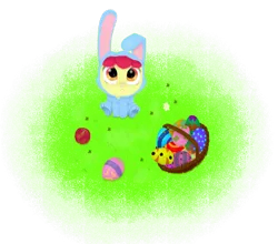 Size: 3048x2686 | Tagged: adorabloom, apple bloom, artist:lpslover482, bunny bloom, bunny costume, clothes, cute, derpibooru import, easter, easter egg, safe, solo