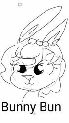 Size: 720x1280 | Tagged: safe, artist:tjpones, derpibooru import, oc, oc:brownie bun, unofficial characters only, rabbit, horse wife, black and white, bunnified, easter, female, grayscale, monochrome, simple background, solo, species swap, text, white background