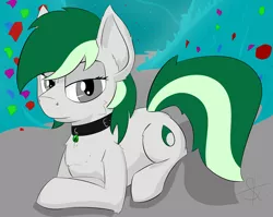 Size: 3000x2384 | Tagged: artist:steam craft, collar, cutie mark, cutie mark collar, derpibooru import, gem, oc, oc:emerald tear, safe, solo, unofficial characters only