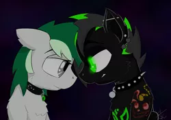 Size: 3000x2100 | Tagged: artist:steam craft, collar, cutie mark collar, derpibooru import, glowing eyes, oc, oc:emerald tear, oc:rampage nf, piercing, safe, tattoo, unofficial characters only