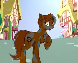 Size: 1950x1577 | Tagged: safe, artist:anonymous, derpibooru import, oc, oc:titan guard, unofficial characters only, clydesdale, horse, pony, unicorn, horn, horn inlay, solo