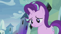 Size: 504x284 | Tagged: animated, derpibooru import, frown, invisible stallion, moaning, out of context, safe, screencap, solo, starlight glimmer, the crystalling