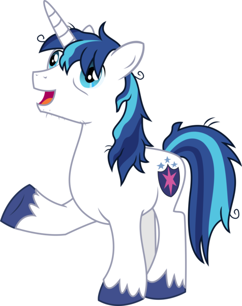 Size: 2523x3178 | Tagged: artist:sketchmcreations, cracked armor, derp, derpibooru import, messy hair, messy mane, open mouth, raised hoof, safe, shining armor, simple background, sleep deprivation, solo, the crystalling, transparent background, vector