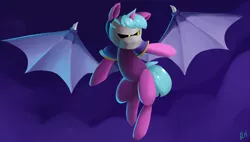 Size: 1280x727 | Tagged: safe, artist:rockyhardwood, derpibooru import, oc, unofficial characters only, bat pony, pony, clothes, costume, flying, meta knight, solo