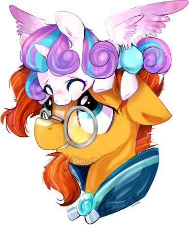 Size: 384x457 | Tagged: safe, artist:granipaz, derpibooru import, princess flurry heart, sunburst, alicorn, pony, unicorn, the crystalling, baby, baby pony, bust, cute, daaaaaaaaaaaw, duo, eyes closed, female, filly, floppy ears, flurrybetes, grin, male, pony hat, portrait, simple background, smiling, spread wings, stallion, sunbetes, transparent background, uncle sunburst, weapons-grade cute