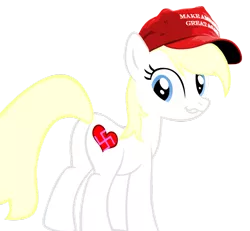 Size: 965x891 | Tagged: alternate cutie mark, derpibooru import, donald trump, edit, election, hat, looking back, make america great again, mouthpiece, nazi, oc, oc:aryanne, safe, simple background, smiling, solo, standing, swastika, transparent background, unofficial characters only, vector