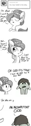 Size: 792x3168 | Tagged: safe, artist:tjpones, derpibooru import, oc, oc:brownie bun, oc:tjpones, unofficial characters only, horse wife, ask, comic, floppy ears, fourth wall destruction, grayscale, meta, monochrome, self deprecation, simple background, tumblr, white background