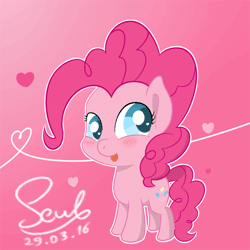Size: 500x500 | Tagged: safe, artist:soulfulmirror, derpibooru import, pinkie pie, animated, bouncing, cute, diapinkes, loop, solo, tongue out