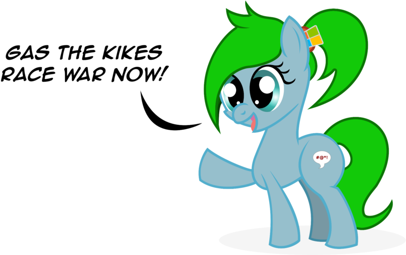 Size: 1750x1103 | Tagged: safe, deleted from derpibooru, derpibooru import, ponified, earth pony, pony, /pol/, /pone/, 8chan, antisemitism, artificial intelligence, computer, hairclip, heil, internet, meta, microsoft, ponytail, racism, simple background, social media, speech bubble, tay ai, tay tweets, transparent background, twitter, vulgar, windows