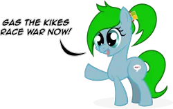 Size: 1750x1103 | Tagged: safe, deleted from derpibooru, derpibooru import, ponified, earth pony, pony, /pol/, /pone/, 8chan, antisemitism, artificial intelligence, computer, hairclip, heil, internet, meta, microsoft, ponytail, racism, simple background, social media, speech bubble, tay ai, tay tweets, transparent background, twitter, vulgar, windows