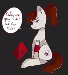Size: 848x941 | Tagged: safe, deleted from derpibooru, derpibooru import, ponified, earth pony, pony, /pol/, /pone/, 8chan, antisemitism, armband, artificial intelligence, black background, computer, female, flag, hairclip, internet, mare, meta, microsoft, nazi, ponytail, racism, sad, shut it down, simple background, sitting, social media, speech bubble, swastika, tay ai, tay tweets, twitter, vulgar, windows
