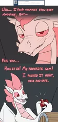 Size: 1200x2529 | Tagged: artist:dmann892, ask, ask closet fizzle, bedroom eyes, blushing, chest, comic, derpibooru import, dragon, fire ruby, fizzle, gem, innuendo, suggestive, sultry, teenaged dragon, tumblr