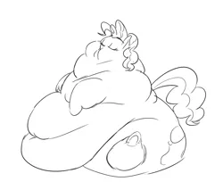 Size: 911x776 | Tagged: artist:calorie, black and white, derpibooru import, fat, grayscale, monochrome, morbidly obese, obese, piggy pie, pinkie pie, pudgy pie, solo, suggestive