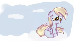 Size: 1280x720 | Tagged: source needed, safe, artist:jbond, derpibooru import, derpy hooves, pegasus, pony, cloud, female, mare, sad, solo, style emulation, whitediamonds-ish