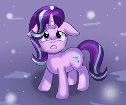 Size: 1705x1420 | Tagged: safe, artist:edowaado, derpibooru import, starlight glimmer, the crystalling, floppy ears, snow, snowfall, solo