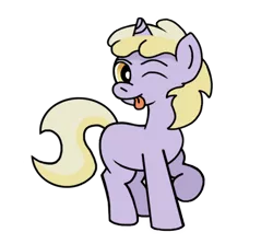 Size: 688x614 | Tagged: safe, artist:gogglesparks, derpibooru import, dinky hooves, unicorn, simple background, solo, tongue out, transparent background, wink