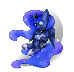 Size: 1867x1807 | Tagged: safe, artist:midfire, derpibooru import, nightmare moon, princess luna, alicorn, pony, cloud, plushie, sitting, solo