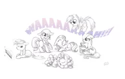 Size: 4193x2674 | Tagged: applejack, artist:ratiasuq, book, crying, cute, daaaaaaaaaaaw, derpibooru import, filly, filly applejack, filly fluttershy, filly pinkie pie, filly rainbow dash, filly rarity, filly six, filly twilight is not amused, filly twilight sparkle, fluttershy, food, ice cream, levitation, magic, mane six, marshmelodrama, monochrome, pinkie pie, rainbow dash, rarity, reading, safe, sketch, sleeping, telekinesis, twilight sparkle, unamused, younger