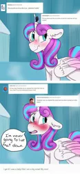 Size: 1280x2764 | Tagged: artist needed, ask, ask flurry heart, blushing, crystal castle, crystal heart, crystalling, derpibooru import, embarrassed, princess flurry heart, safe, scrunchy face, speech bubble, tumblr