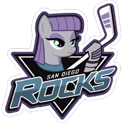 Size: 1437x1437 | Tagged: ahl, artist:lyraheartstrngs, derpibooru import, hockey, ice hockey, logo, logo parody, maud pie, rock, safe, san diego gulls