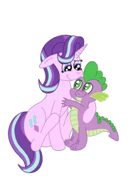 Size: 1936x2592 | Tagged: safe, artist:squipycheetah, derpibooru import, spike, starlight glimmer, dragon, pony, unicorn, season 6, the crystalling, baby, baby dragon, cute, cutie mark, fangs, female, floppy ears, glimmerbetes, green eyes, happy, hug, looking at each other, looking down, looking up, male, mare, new hairstyle, raised hoof, shipping, simple background, sitting, smiling, sparlight, spikabetes, spine, straight, teeth, tooth, transparent background, vector