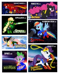 Size: 1024x1325 | Tagged: applejack, artist:goodlilslytherin, batman, crossover, derpibooru import, fluttershy, green lantern, justice league, mane seven, mane six, martian manhunter, parody, pinkie pie, rainbow dash, rarity, safe, spike, superman, the flash, twilight sparkle, wonder woman