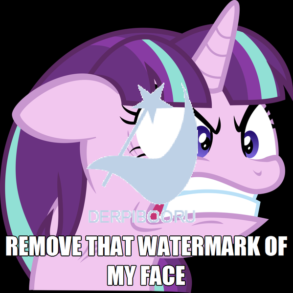 Size: 1023x1024 | Tagged: derpibooru import, derpibooru premium, grammar error, image macro, meme, obtrusive watermark, safe, starlight glimmer, watermark