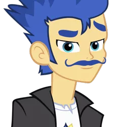 Size: 500x500 | Tagged: safe, derpibooru import, flash sentry, equestria girls, brad, clothes, exploitable meme, flashface, looking at you, meme, moustache, raised eyebrow