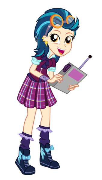 Size: 3000x5290 | Tagged: safe, artist:remcmaximus, derpibooru import, indigo zap, equestria girls, friendship games, absurd resolution, clothes, crystal prep academy, crystal prep academy uniform, crystal prep shadowbolts, derp, ear piercing, fiddling, goggles, open mouth, piercing, pleated skirt, school uniform, shoes, simple background, skirt, sneakers, socks, solo, transparent background, vector