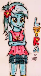 Size: 770x1413 | Tagged: safe, artist:blazingdazzlingdusk, derpibooru import, lyra heartstrings, equestria girls, rainbow rocks, drawing, requested art, solo, traditional art