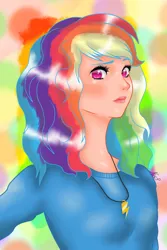 Size: 675x1012 | Tagged: artist:nevera573, derpibooru import, human, humanized, rainbow dash, safe, solo