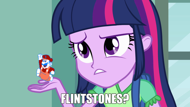 Size: 1920x1080 | Tagged: safe, derpibooru import, twilight sparkle, equestria girls, fortran, grand dad, image macro, meme, super mario bros., the flintstones, vinesauce