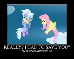 Size: 750x600 | Tagged: artist:crossoverprincess, cloudchaser, derpibooru import, edit, edited screencap, fluttershy, motivational poster, safe, screencap, wonderbolts academy