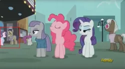 Size: 1596x885 | Tagged: colton john, derpibooru import, discovery family logo, levon song, maud pie, pinkie pie, pinot noir, rarity, safe, screencap, shiraz, silver berry, suri polomare, the gift of the maud pie, winning goal