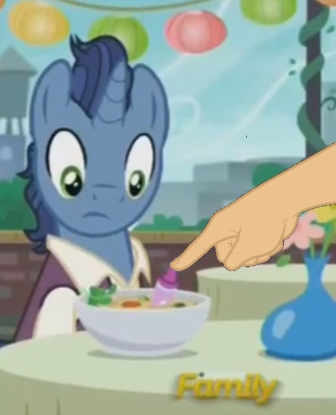 Size: 516x637 | Tagged: boop, boop edit, crayon, derpibooru import, edit, edited screencap, finger, food, frown, hand, safe, screencap, soup, the gift of the maud pie, waxton, wide eyes