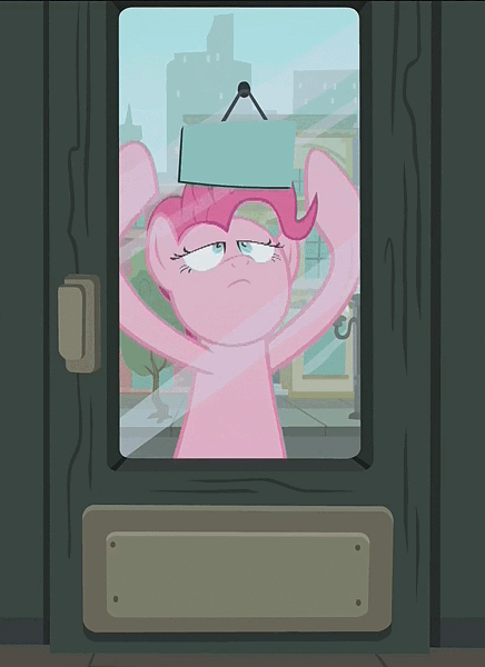 Size: 784x1080 | Tagged: animated, cropped, cute, derpibooru import, diapinkes, door, knocking, loop, panic, pinkie pie, safe, screencap, the gift of the maud pie