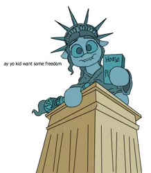 Size: 342x392 | Tagged: artist:anontheanon, derpibooru import, liberty, lip bite, looking at you, safe, simple background, statue, statue of liberty, the gift of the maud pie, white background