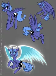 Size: 750x1020 | Tagged: safe, artist:its-gloomy, derpibooru import, princess luna, pony, alternate hairstyle, glowing eyes, halo, s1 luna, solo, woona