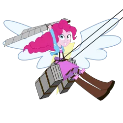 Size: 4000x4000 | Tagged: safe, artist:amante56, derpibooru import, pinkie pie, equestria girls, 3d maneuver gear, attack on titan, crossover, simple background, solo, transparent background, vector