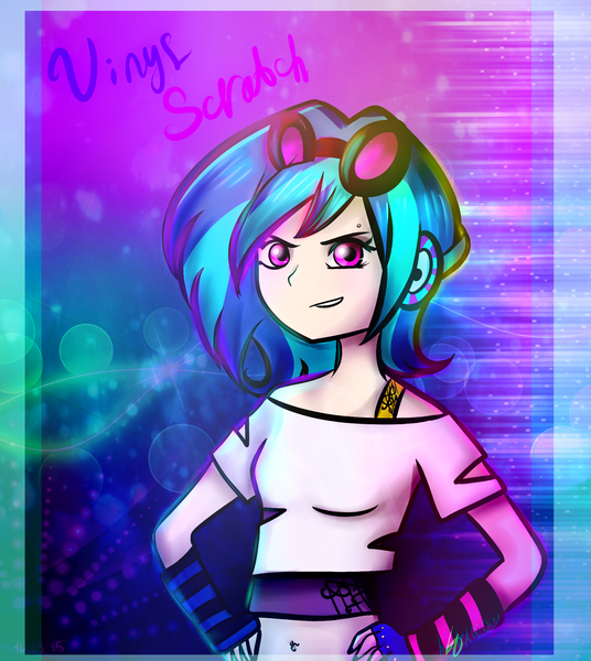 Size: 1967x2203 | Tagged: safe, artist:katedoof, derpibooru import, vinyl scratch, human, humanized, solo