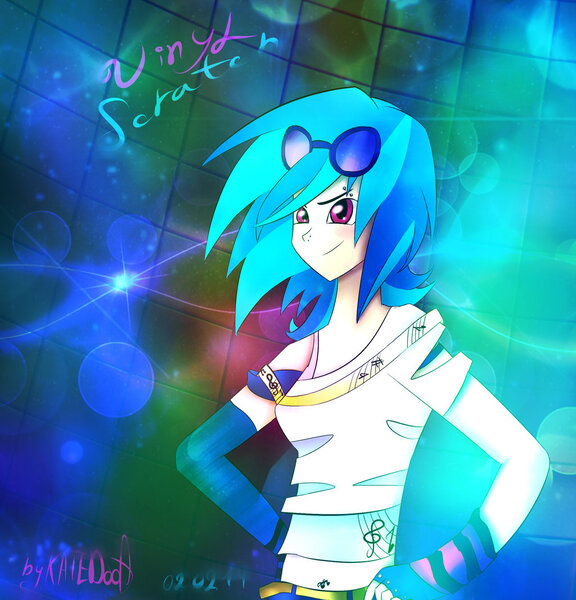 Size: 1024x1067 | Tagged: artist:katedoof, derpibooru import, human, humanized, safe, solo, vinyl scratch