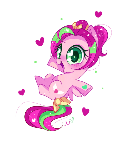 Size: 1000x1121 | Tagged: safe, artist:ipun, derpibooru import, oc, oc:precious metal, unofficial characters only, pegasus, pony, blushing, bow, female, filly, hair bow, heart, heart eyes, simple background, solo, transparent background, wingding eyes