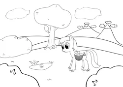 Size: 7016x4961 | Tagged: absurd resolution, artist:e-49, black and white, coloring, derpibooru import, food, grayscale, muffin, random pony, safe, simple background, vector, white background