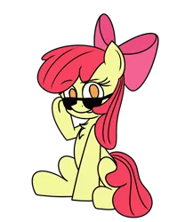 Size: 932x1172 | Tagged: safe, artist:mr. rottson, derpibooru import, apple bloom, chest fluff, simple background, solo, sunglasses, transparent background